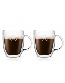 Bodum Bistro Double Wall Latte Cups - 15 oz Set of Two, Accessories