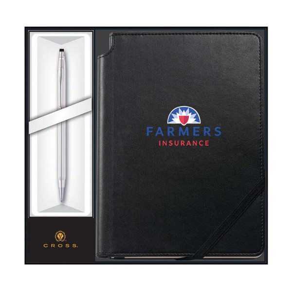 Cross Classic Century Lustrous Chrome Ballpoint w/ Classic Black Journal Gift Set