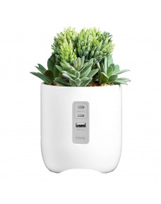 iHome Faux Succulent with USB Charging Station – White
