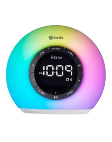 IHome Sunrise Alarm Clock Radio with Bluetooth Speaker and Color Changing Lamp