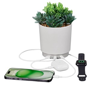 iHome PowerPlant USB Charging Station, Faux Succulent with USB Charger (iPP35)