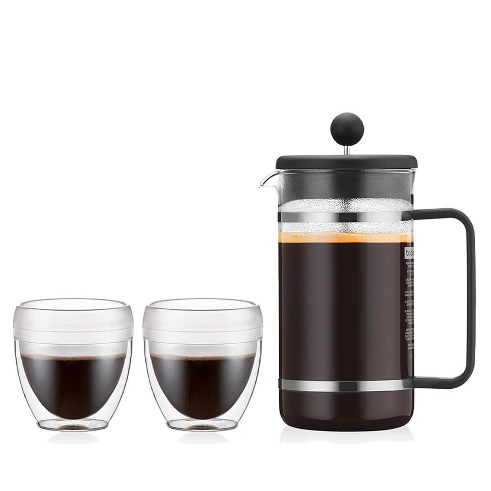 Bodum Bistro Set French Press 34oz & 2 pcs Pavina 8oz
