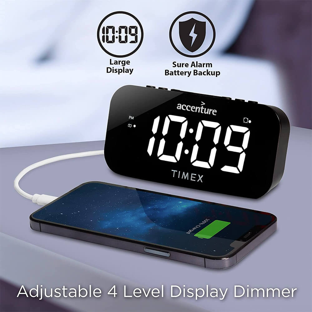 Timex Dual Alarm Clock With Jumbo Display and Usb Charging 10